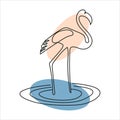 Minimalistic stylish vector illustration of One Line Flamingo