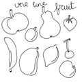 One line fruit vector illustration