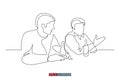 Continuous line drawing of the dialogue of two men at the bar. Vector illustration. Royalty Free Stock Photo