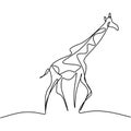 One line giraffe design silhouette. Giraffe walking symbol. Logo of the giraffe. Hand drawn minimalism style vector illustration. Royalty Free Stock Photo