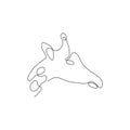 One line giraffe head design silhouette. Hand drawn minimalism style vector