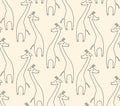 One line giraffe seamless pattern