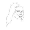 One line girl or woman portrait design. Hairstyle, fashion concept, woman beauty minimalist, vector illustration for t