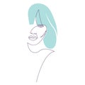 One line girl or woman portrait design. Hairstyle, fashion concept, woman beauty minimalist, vector illustration for t