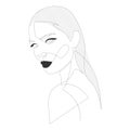 One line girl or woman portrait design. Hand drawn minimalism style vector illustration.