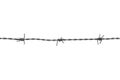 One line of gray barbed wire with three knots Royalty Free Stock Photo
