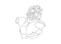 One line greece mythology sculpture. Ancient greek statue continuous line art, Laocoon head torso. Modern vector