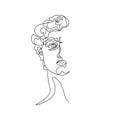One line greece mythology statue. Abstract art of ancient greek classic sculpture, David head for tattoo, print. Vector