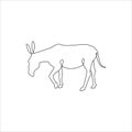 One Line hand drawing donkey outline Icon