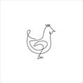 One Line hand drawing hen or chicken outline Icon