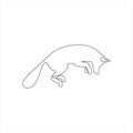One Line hand drawing jumping fox outline Icon