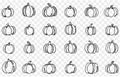 One line hand drawing pumpkin in a brush style seamless pattern isolated on a transparent PNG background. Perfect for Halloween Royalty Free Stock Photo