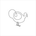 One Line hand drawing turkey bird outline Icon Royalty Free Stock Photo