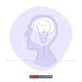 Continuous line drawing of human head silhouette. Idea sumbol. Vector illustration. Royalty Free Stock Photo