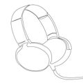 One line headphones. Hand drawn vector