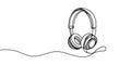 One line headphones. Hand drawn vector illustration. Continuous line drawing of headphones