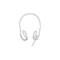 One line headphones. Hand drawn vector illustration.