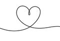 One line heart. Romantic scribble hand drawn illustration for valentines day, cute tattoo with continuous line of heart Royalty Free Stock Photo
