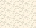 One line hippo seamless pattern