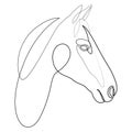 One line horse head design silhouette. Hand drawn minimalism style vector illustration. Royalty Free Stock Photo