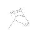 One line horse head design silhouette.Hand drawn minimalism style vector Royalty Free Stock Photo