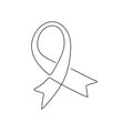 One line logo design of breast cancer charity badge ribbon. National Breast Cancer Awareness Month. Cancer ribbon and health