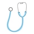 One line logo design of stethoscope. Equipment for doctor examining patient heart beat condition. Medical health care service