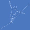 One line man walking tightrope risk concept Royalty Free Stock Photo