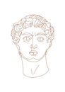 One line Michelangelo\'s David portrait. Classical greek sculpture.