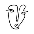 One line minimalistic brush grunge abstract face. Vector illustration. Modern contemporary art, trendy continuous