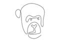 one line monkey drawing. Vector animal chimpanzee face