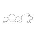 One line mouse head design silhouette. Logo design. Hand drawn minimalism style vector Royalty Free Stock Photo