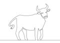 One line ox. Chinese new year 2021 bull continuous line art, zodiac asian astrology symbol, oriental style vector Royalty Free Stock Photo