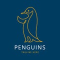 One line Penguins logo vector Royalty Free Stock Photo