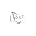 One line photo camera Hand drawn vector illustration.