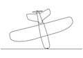 One line plane falling down vector minimalist. Hand drawn aerial airplane crash moment