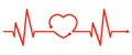 One line red pulse - vector