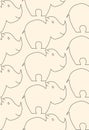 One line rhino seamless pattern