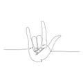 One line Rock and Roll sign. Hand gesture sign of the horns. Vector