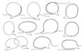 One line round dialog bubble. Chat message, comment template, circle and oval speech bubbles frames vector set