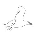 One line seagull drawind. Hand drawn minimalism style vector illustration