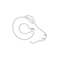 One line sheep head design silhouette. Hand drawn minimalism style vector illustration.