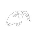 One line sheep head design silhouette. Logo design. Hand drawn minimalism style vector