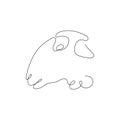One line sheep head design silhouette. Logo design. Hand drawn minimalism style vector