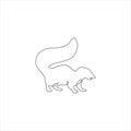 One Line Skunk Icon. Skunk one line hand drawing