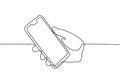 one line smartphone or mobile phone. Vector illustration continuous single hand drawn gadget device. Communication technology