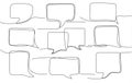 One line speech bubble. Comment template, opinion text messages and chat square and rectangular frames continuous lines Royalty Free Stock Photo