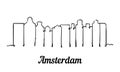 One line style Amsterdam skyline. Simple modern minimalistic style vector