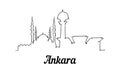 One line style Ankara skyline. Simple modern minimalistic style 
