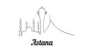 One line style Astana skyline. Simple modern minimalistic style